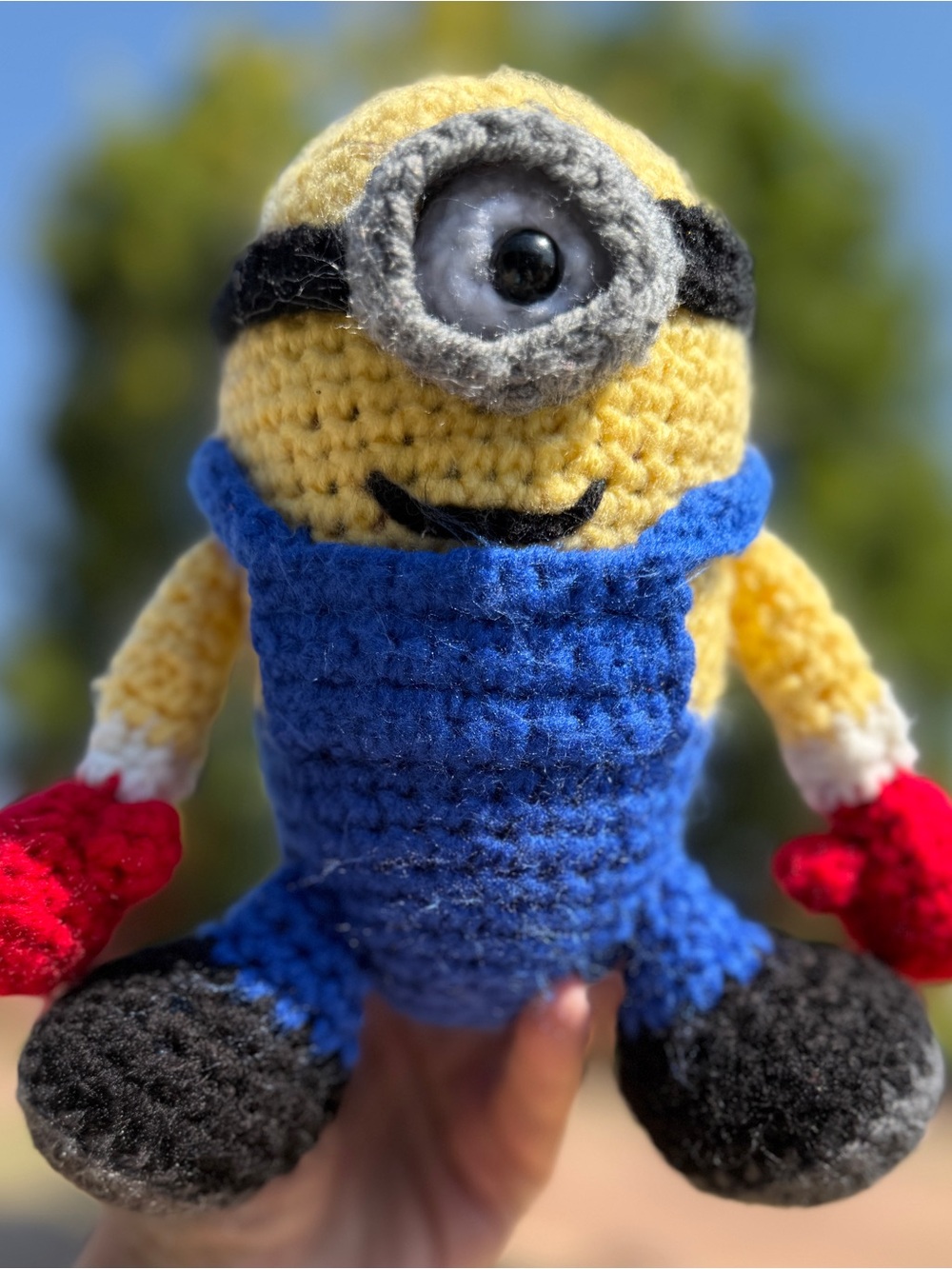 Handmade Crochet Minion Plush Amigurumi Stuart Inspired 7”